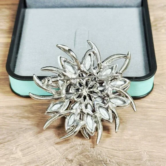 Purple Rose Brooch, Crystal Brooch, Silver Brooches, Crystal Flower Brooch - Picture 5 of 7